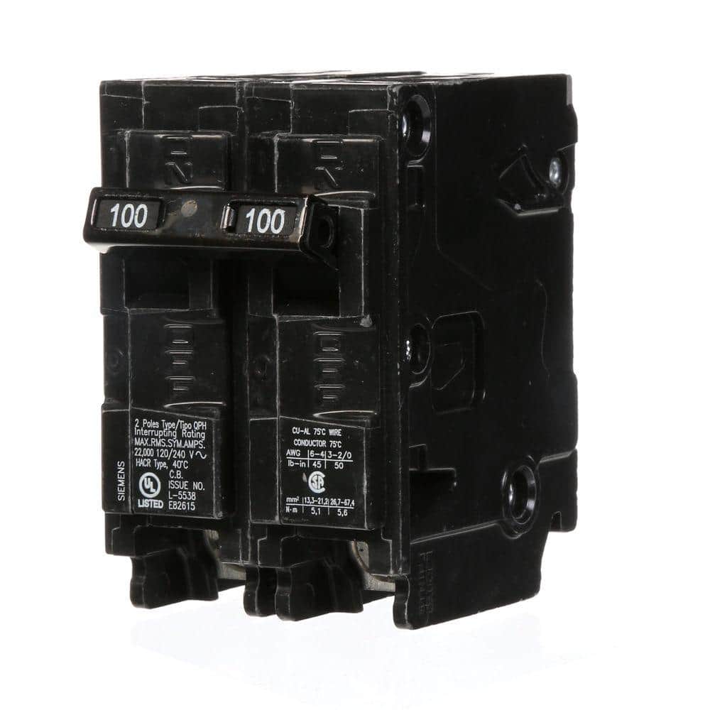 Siemens Type QPH Double-Pole 22kA Circuit Breaker, model Q215H, product label detail