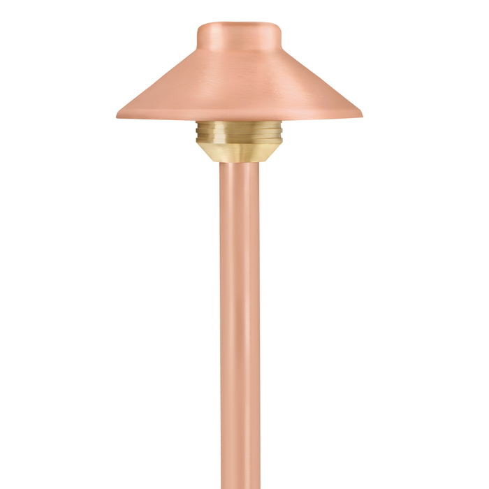 Close-up of 6 Inch Orient Copper Path Light in Raw Copper
