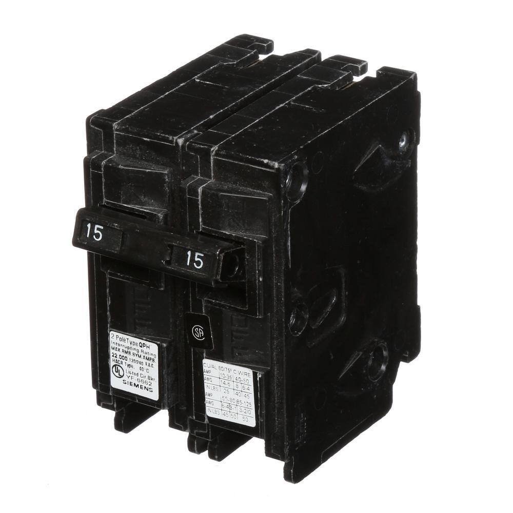 Siemens Type QPH Double-Pole 22kA Circuit Breaker, model Q220H, product label detail, image 29