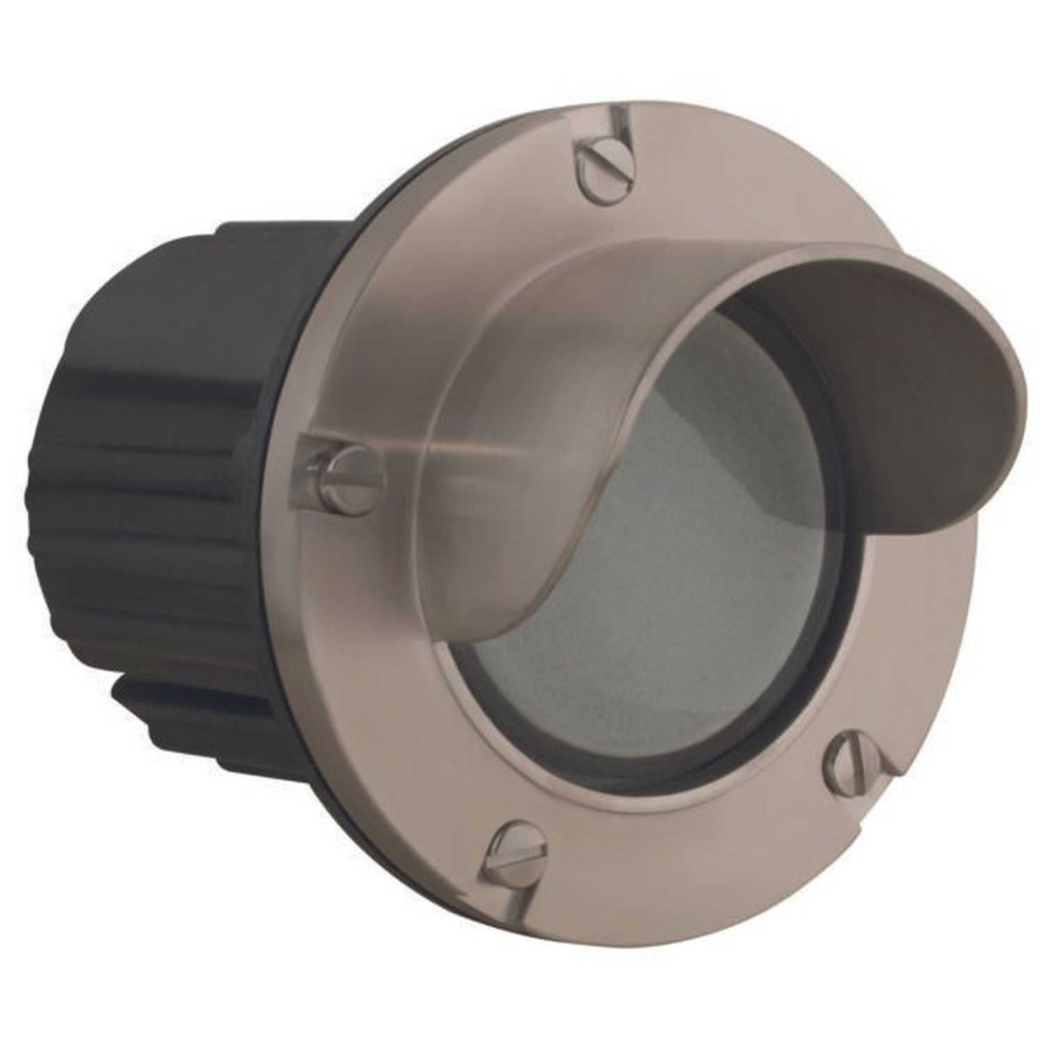 Stainless Steel hooded round step light - front product view