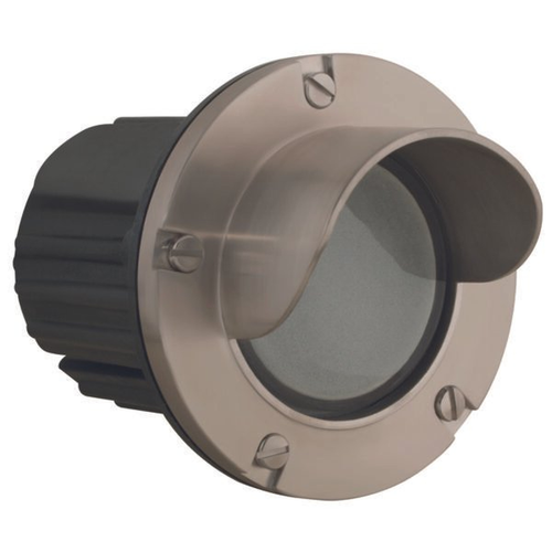 Stainless Steel hooded round step light - front product view