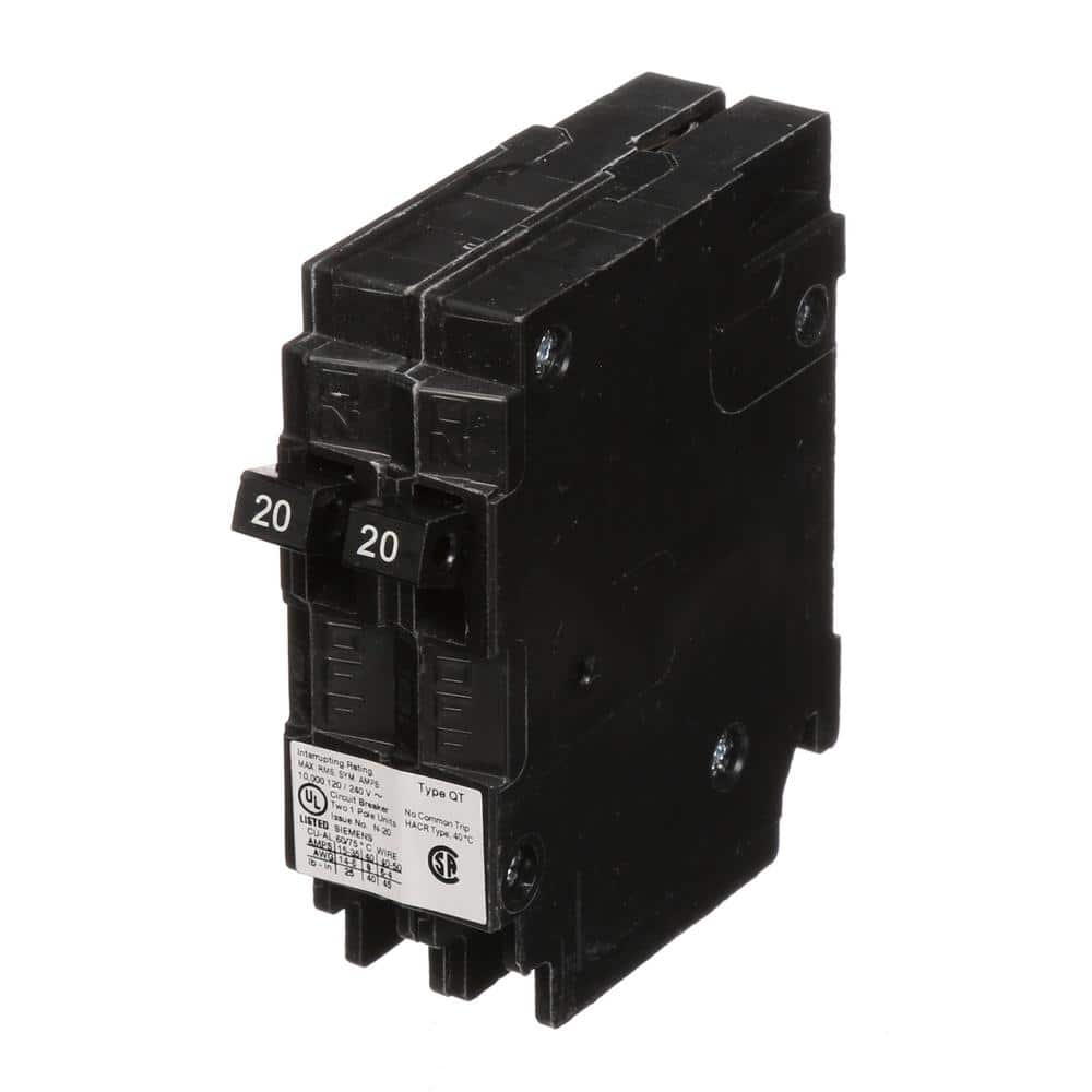 Siemens Type QT Tandem Non-Current Limiting Circuit Breaker, model Q2020NCU, product label detail, image 11