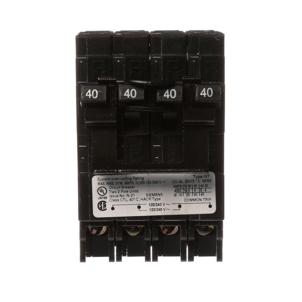 ORIGINAL : Siemens Type QT Quadplex Circuit Breaker, model Q23050CT2U, product label detail