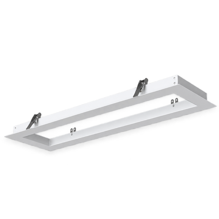 White recessed flange mounting kit for slim linear lighting