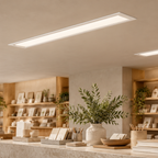 Recessed flange kit application in retail; compatible light fixture sold separately