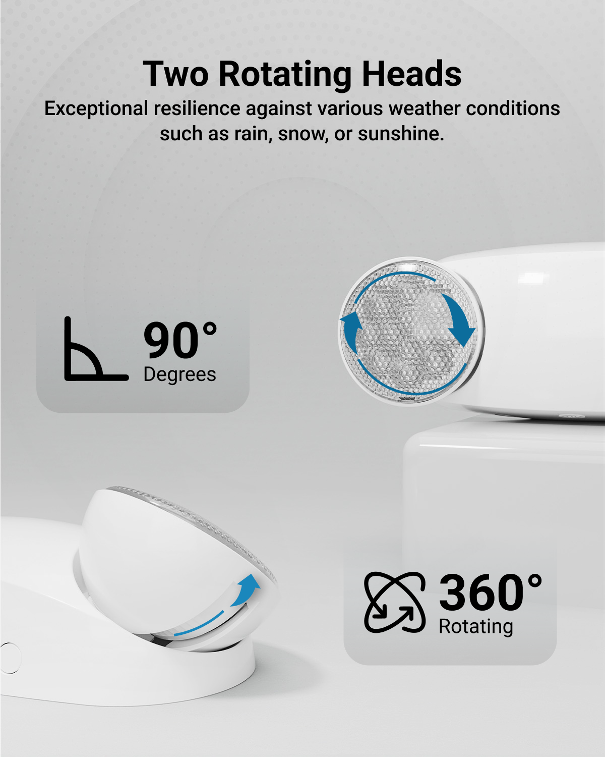 The bright, adjustable floodlights feature rotating heads on each side for maximum visibility.