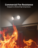 Commercial grade safety allows the light to withstand flames while ensuring a clear escape route.