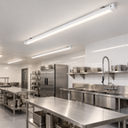 Illustrative application of 8ft slim tri-proof fixtures in a commercial kitchen