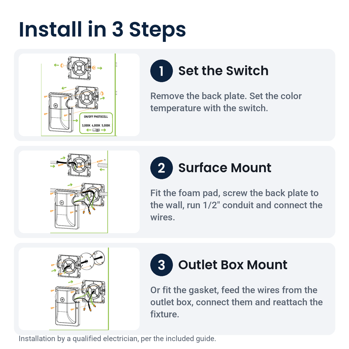 How to install the bronze LED security wall pack with photocell in 3 steps