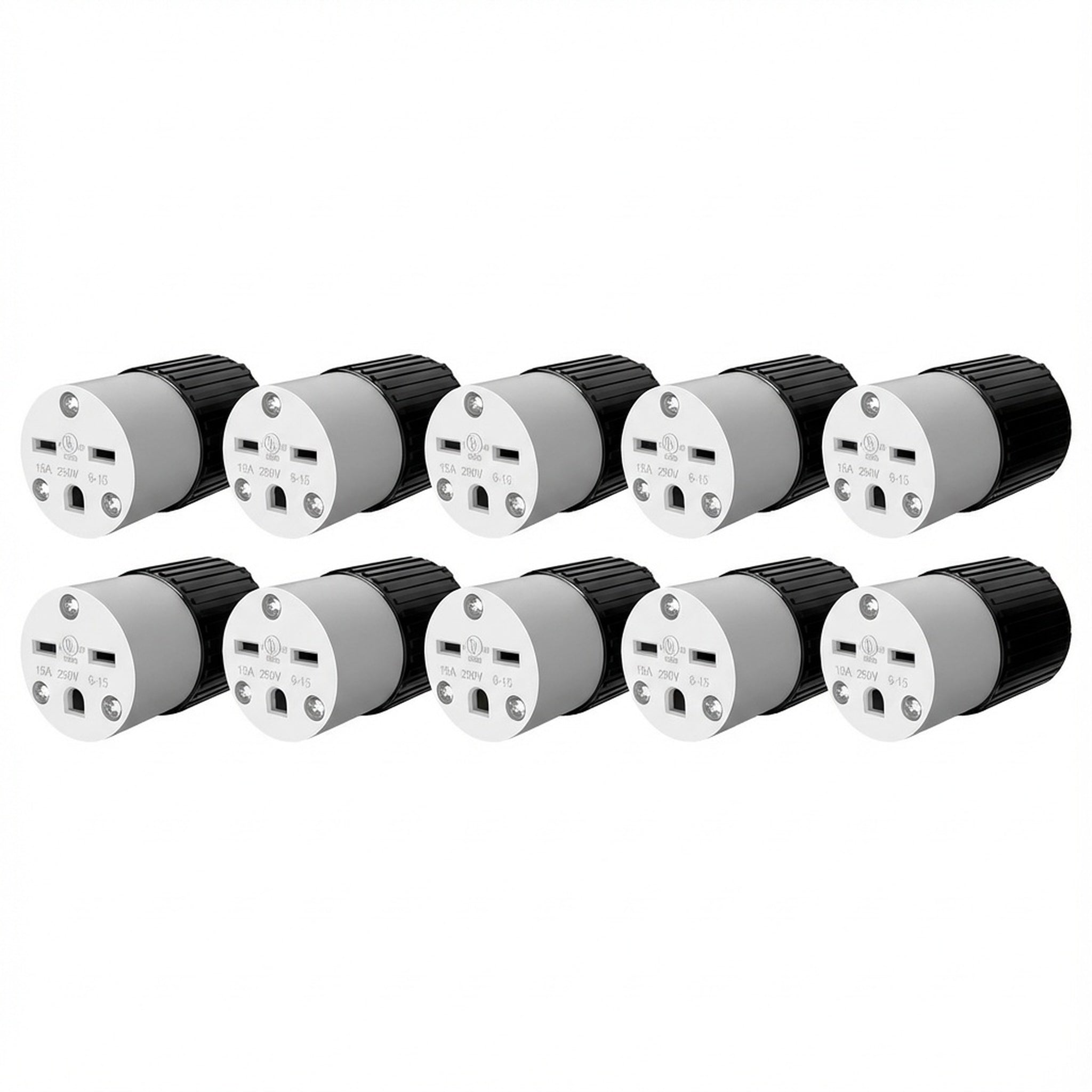 Enerlites Straight Blade Cord Connector, 15A, 6-15C