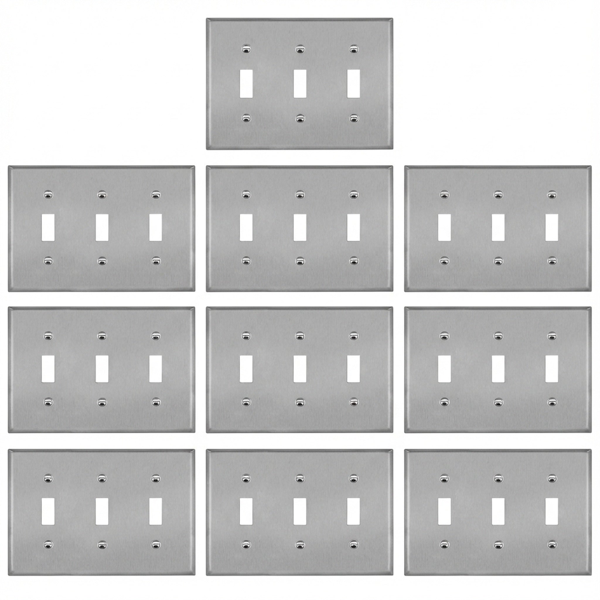 Enerlites Toggle Switch Three-Gang Metal Wall Plate