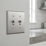 Enerlites Toggle Switch Two-Gang Metal Wall Plate, Mid-Size