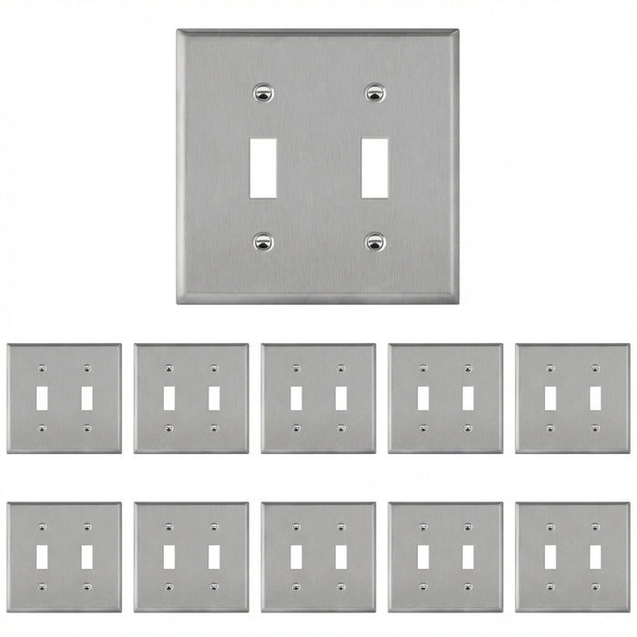 Enerlites Toggle Switch Two-Gang Metal Wall Plate