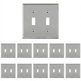 Enerlites Toggle Switch Two-Gang Metal Wall Plate, Mid-Size