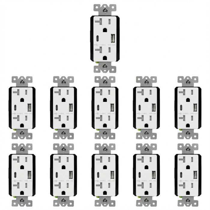 Enerlites USB Wall Outlet, USB-C and USB-A, 5amps, Tamper-Resistant 20A Duplex Receptacles