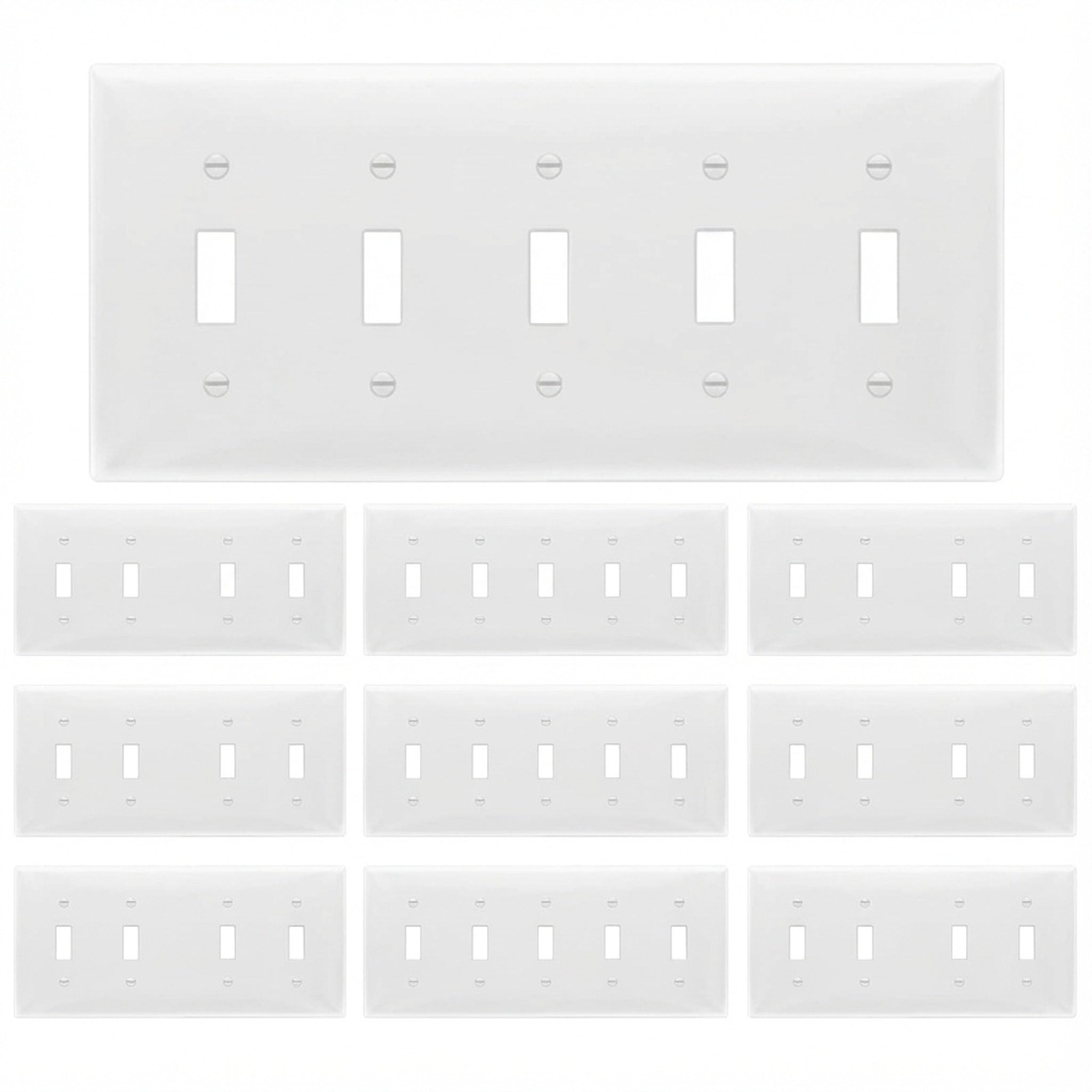 Enerlites Toggle Switch Five-Gang Wall Plate