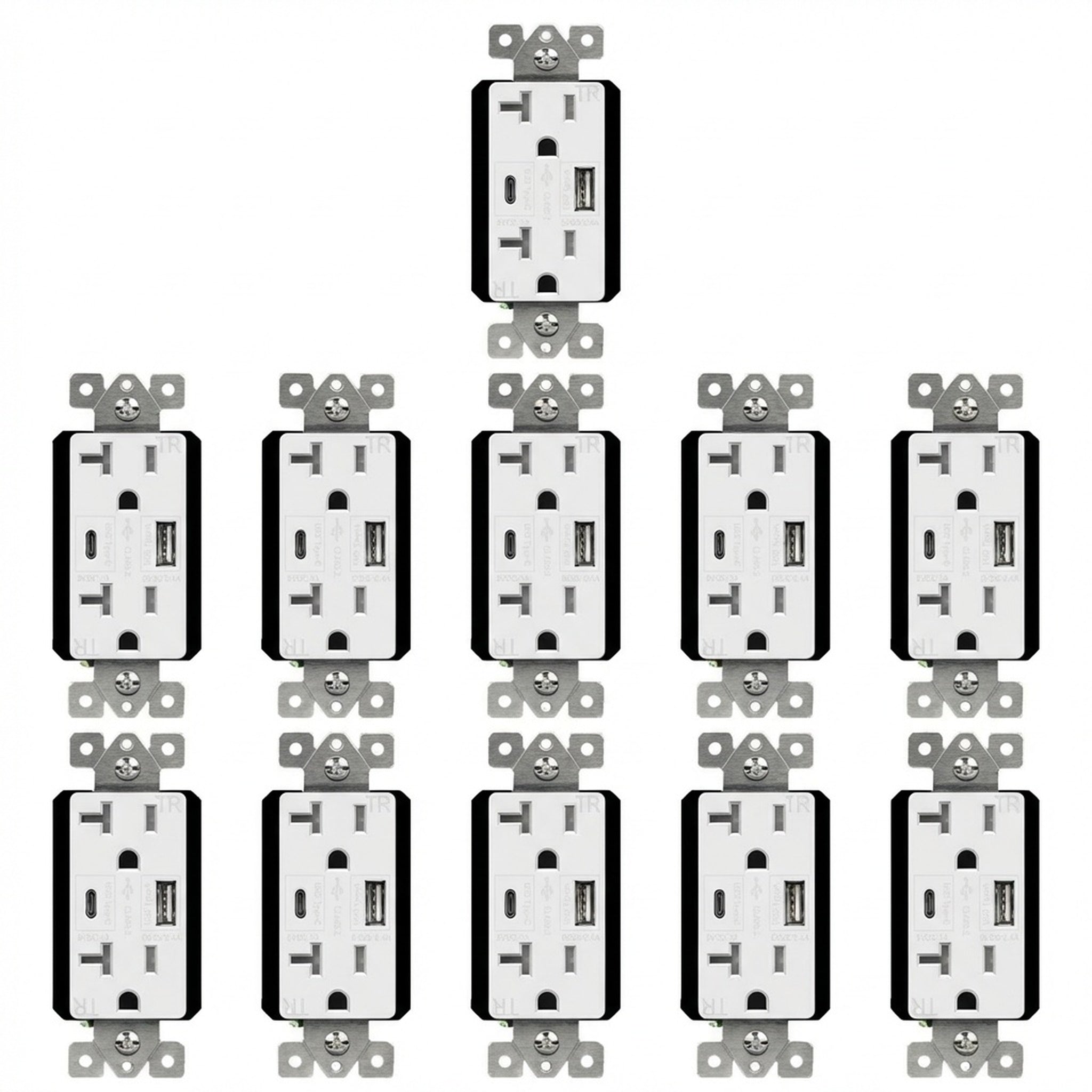 Enerlites 5.8A USB-A/C Wall Outlet, Tamper-Resistant 20A Duplex Receptacles