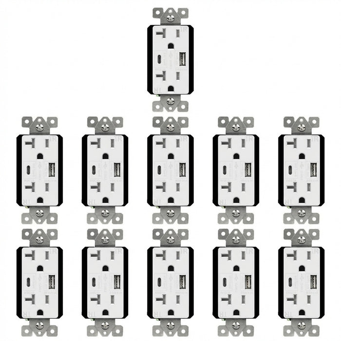 Enerlites 5.8A USB-A/C Wall Outlet, Tamper-Resistant 20A Duplex Receptacles