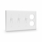 Enerlites Combination Four-Gang Wall Plate – 3 Toggles and Duplex Receptacle