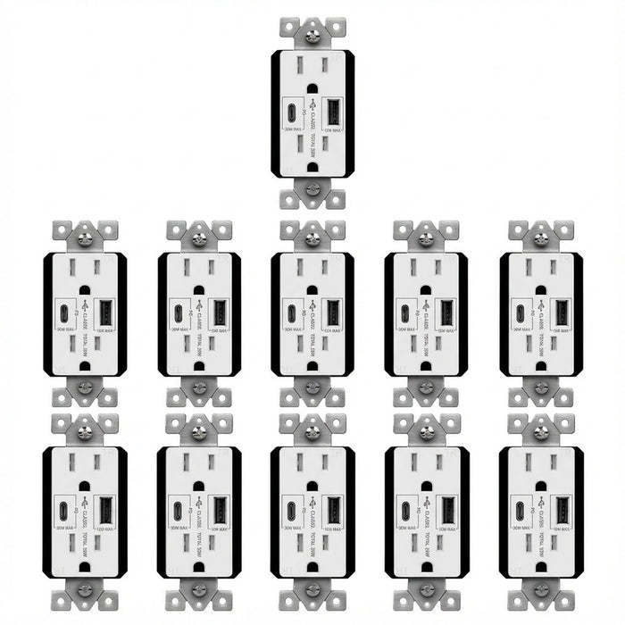 Enerlites 30W Power Delivery, USB Outlet Tyoe A/C USB Outlet, Tamper-Resistant 15A Duplex Receptacles