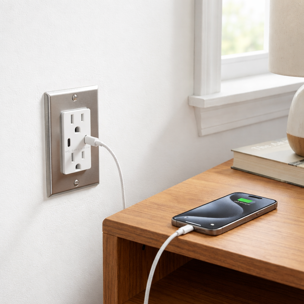 Enerlites 5A Dual USB-C Outlet, Tamper-Resistant 15A Duplex Receptacles