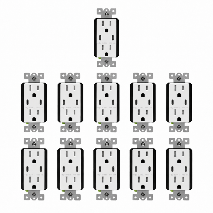 Enerlites 5A Dual USB-C Outlet, Tamper-Resistant 15A Duplex Receptacles