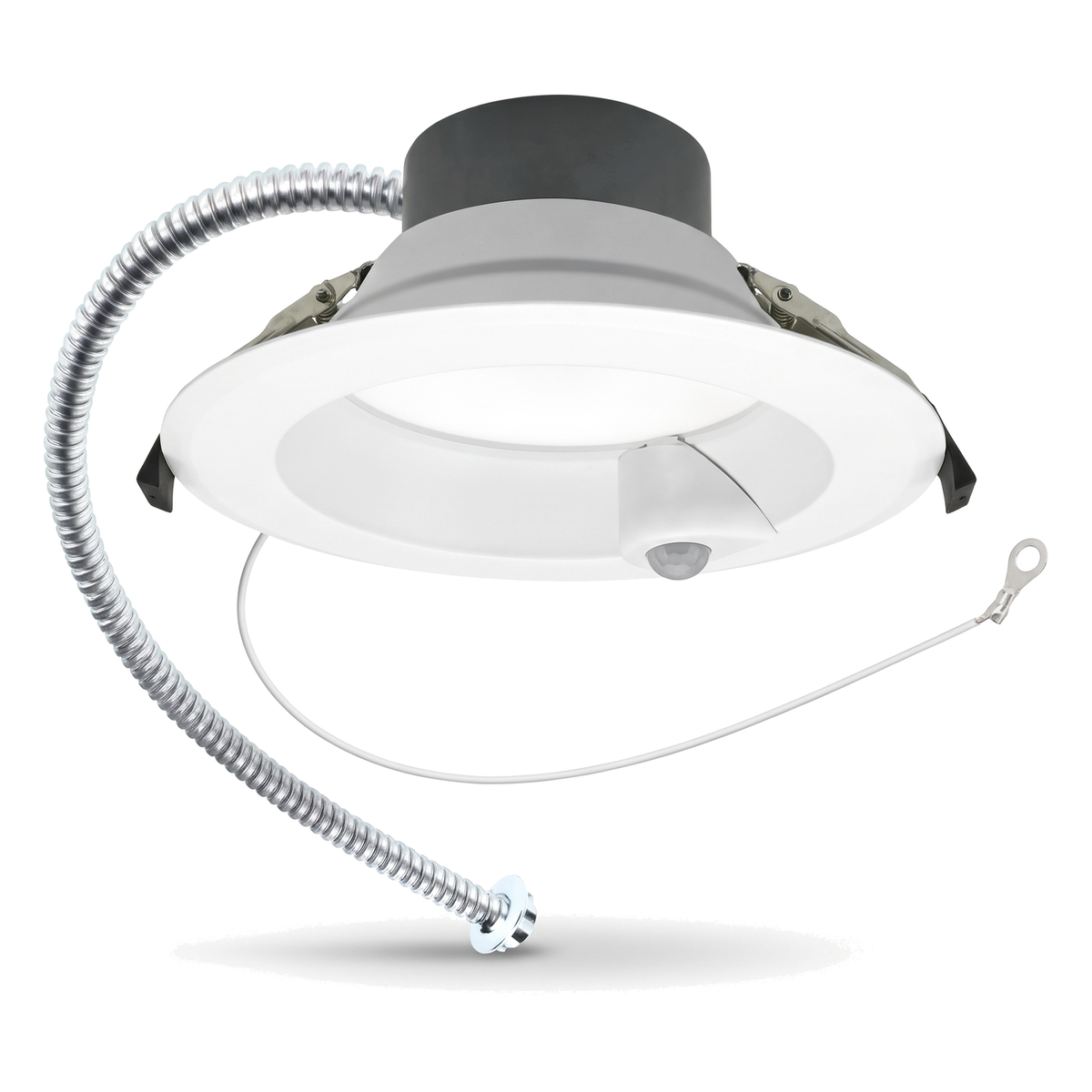 White round commercial downlight with motion sensor