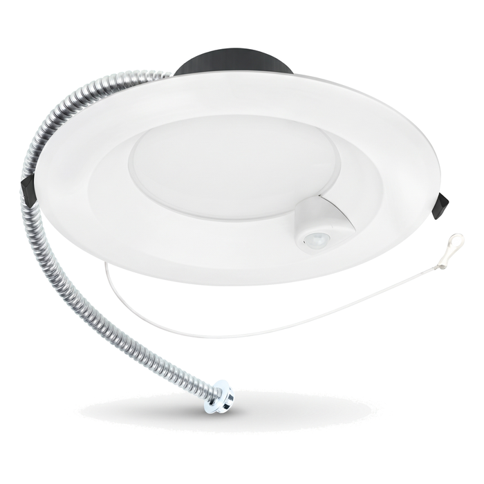 White round commercial downlight with motion sensor