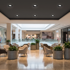10 inch black commercial LED downlights in a shopping mall seating area