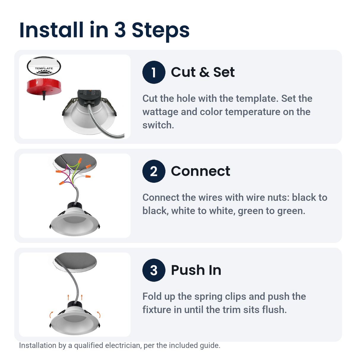 How to install the 10 inch white commercial LED downlight in 3 steps