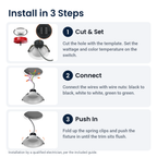 How to install the 6 inch white commercial LED downlight with battery backup in 3 steps