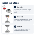 How to install the 8 inch white commercial LED downlight with battery backup in 3 steps