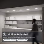 8 inch white motion activated commercial LED downlights in an office supply room; remote sold separately