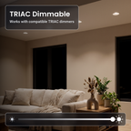 TRIAC dimmable 4 inch white trimless LED recessed lights in a living room