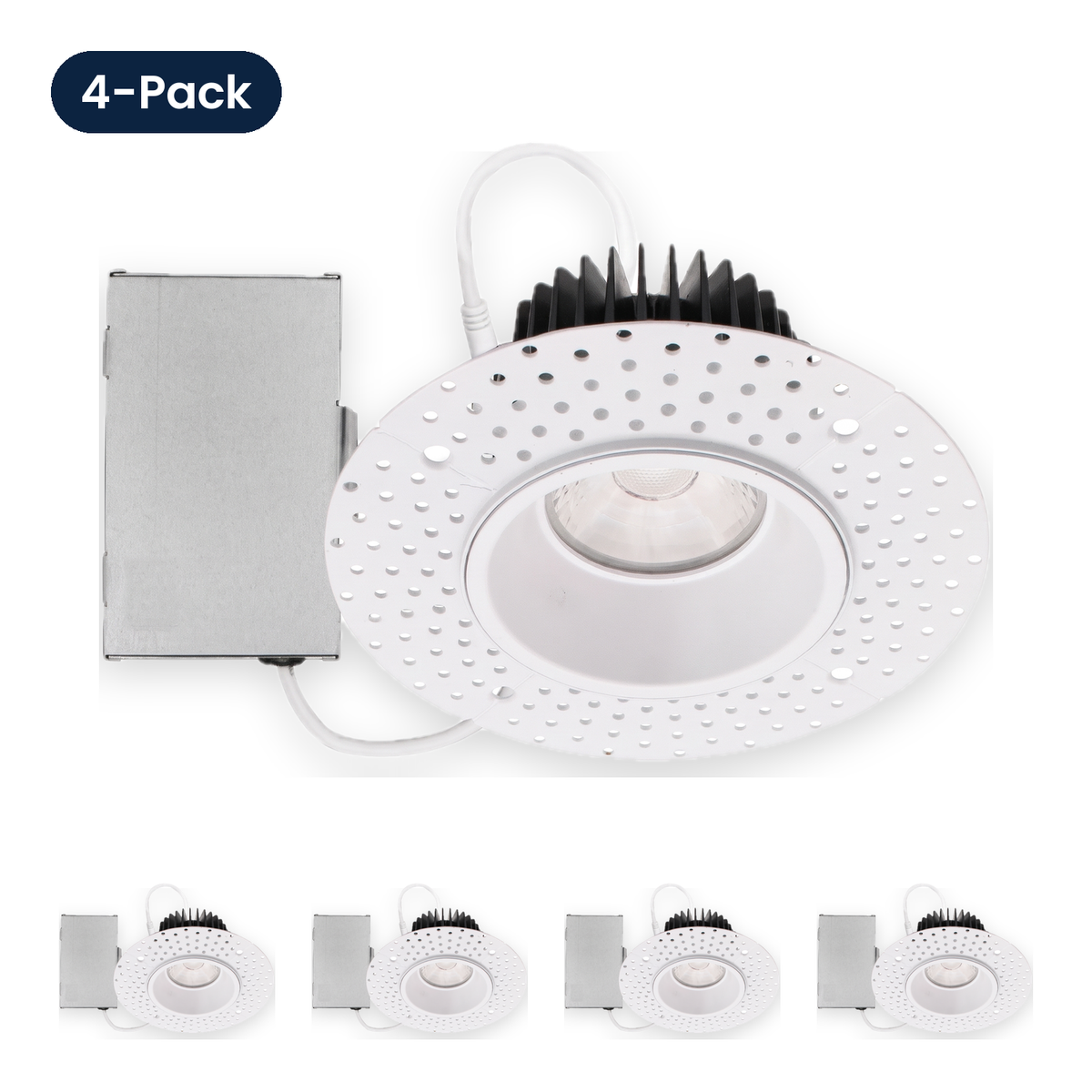 4-pack of 4 inch white trimless LED recessed lights