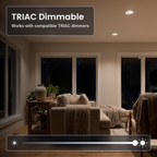 TRIAC dimmable 6 inch white trimless LED recessed lights in a living room