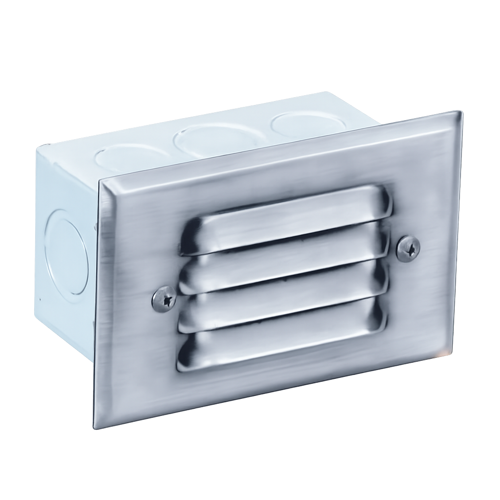 4-Louver Step Light, Recessed, 5 Inch, Silver Plated, 250 Lumens