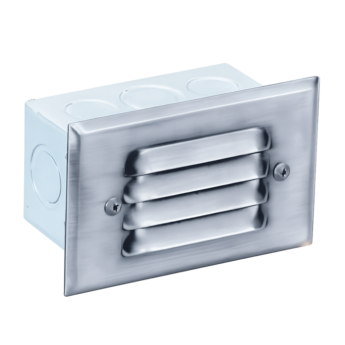 4-Louver Step Light, Recessed, 5 Inch, Silver Plated, 250 Lumens