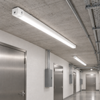 Illustrative corridor application of a 4ft slim tri-proof fixture