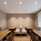 8 inch white square commercial LED downlights in a restaurant