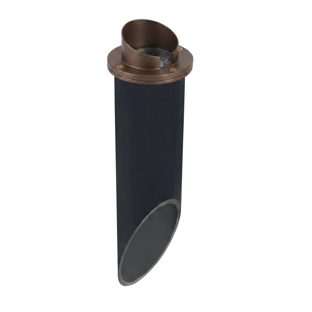 Natural brass hooded deep-sleeve well light