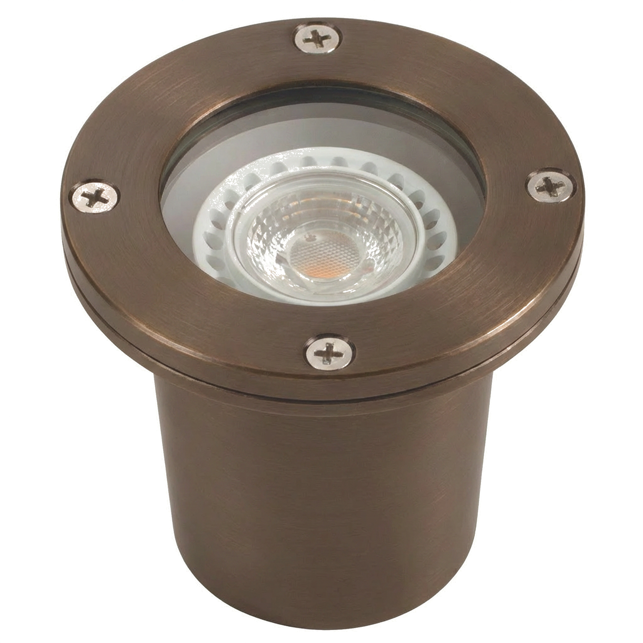 Natural brass open-face round well light