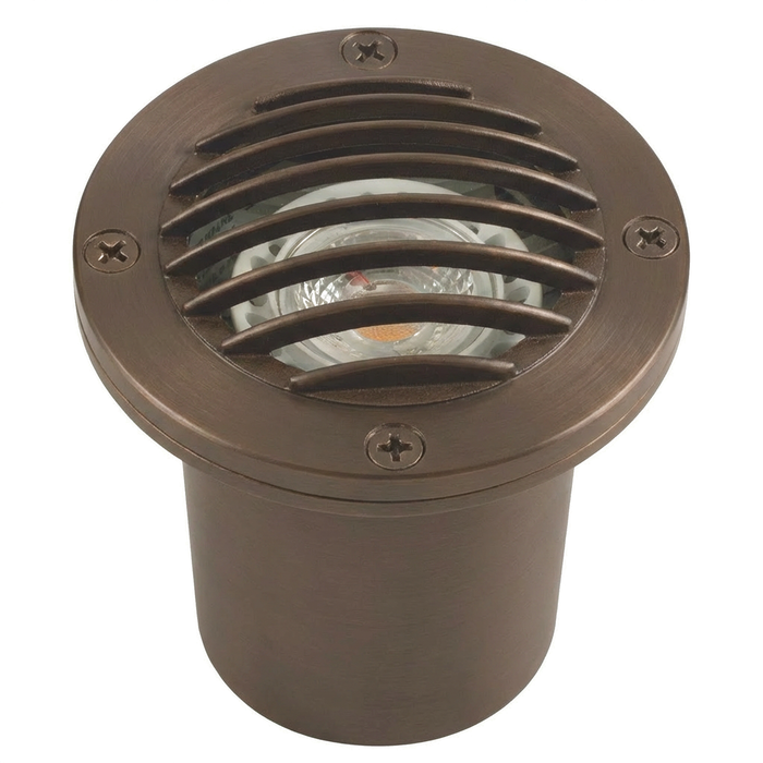 Natural brass louvered round well light