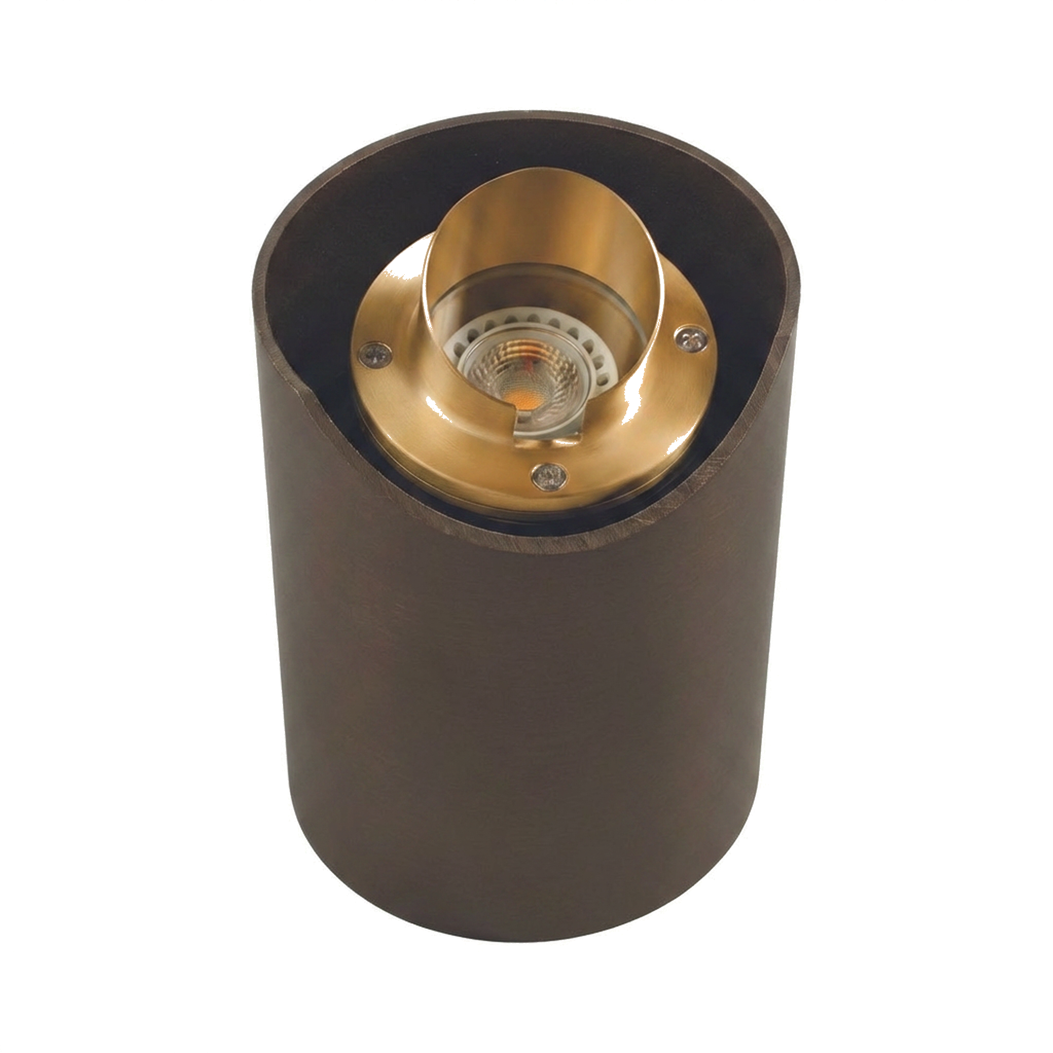 Natural brass hooded shielded-sleeve well light