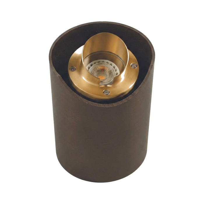 Natural brass hooded shielded-sleeve well light