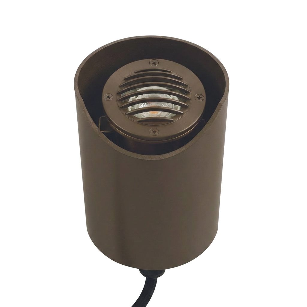 Natural brass louvered shielded-sleeve well light