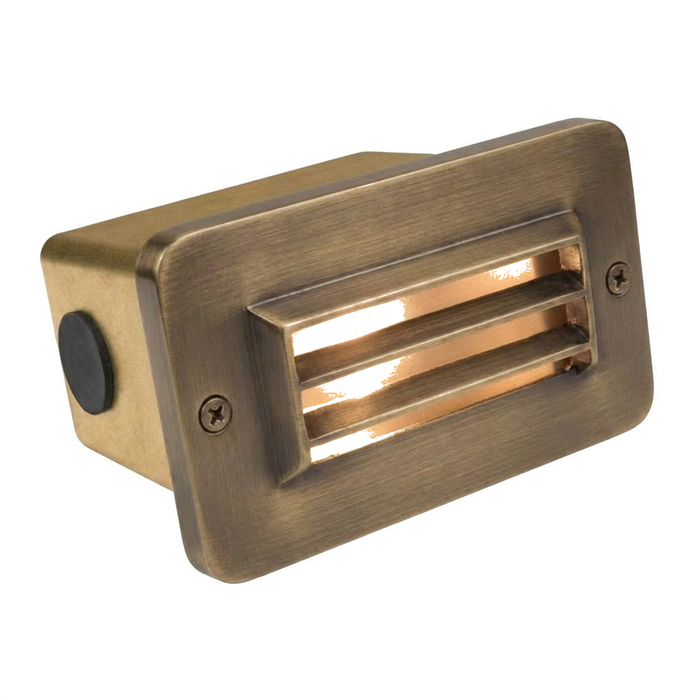 Brass 3-Louver step light in Antique Bronze, front view