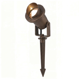 Natural brass hooded directional landscape light, alternate full fixture view