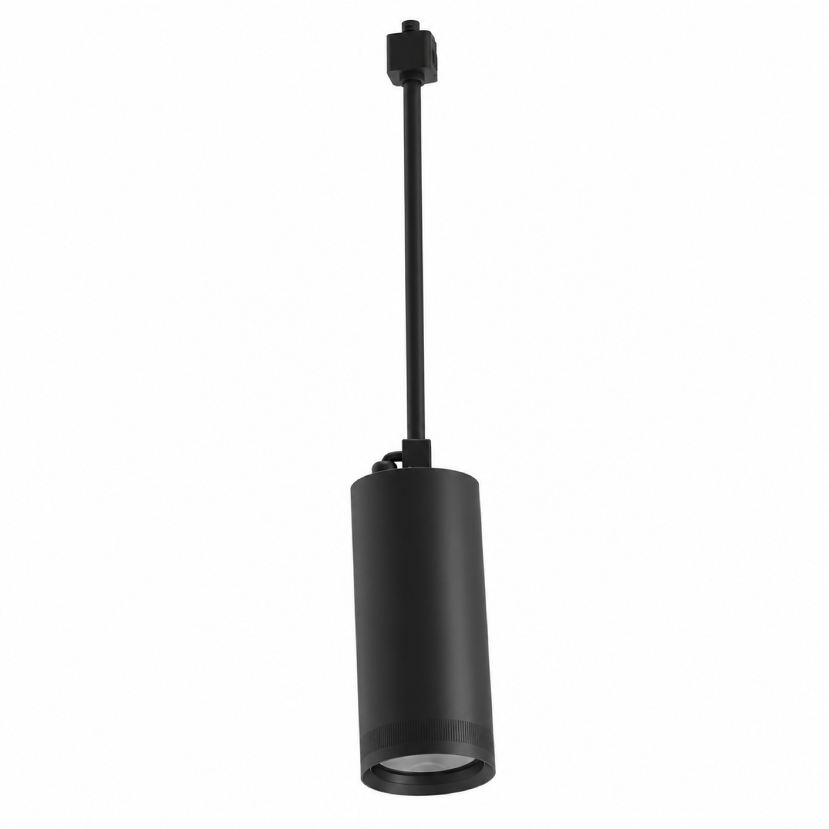 Black Track LED pendant, upright view with recessed lens visible