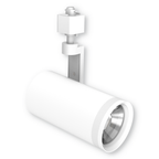 White LED track light head on a white background with soft shadow